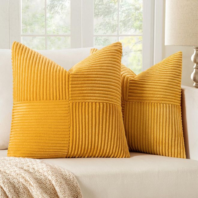 Miulee 2er Set Herbst Kissenbezug 45x45cm Gelb Kissenhülle Kissenbezüge Sofakissen Dekokissen Boho Couchkissen Kord Dekorative Zierkissenbezug für Sofa ab 18,69 €