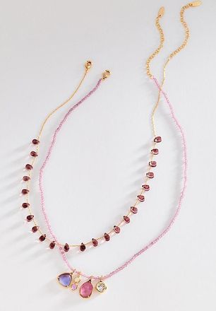 Anthropologie Crystal Necklaces, Set of 2
