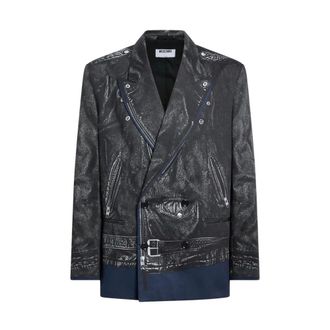 Moschino Giacca Biker Trompe LOeil - Heren - Jassen - Veelkleurig - Maat: L Katoen