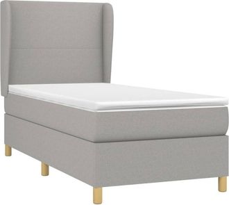 vidaXL Vidaxl - Cama Box Spring Con Colch&oacute;n Tela Gris Claro 90x200 Cm