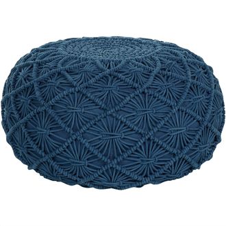 Beliani Beliani - Puf De Algod&oacute;n Azul Marino 50 X 30 Cm Otomana Relleno Eps Macram&eacute; Boho Berkane