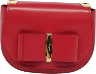 Ferragamo Vara Red Leather Shoulder Bag (Pre-Owned)