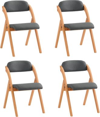 SoBuy Sobuy - Lote De 4 Sillas Plegables De Madera Con Asiento Y Respaldo Tapizado Sill&oacute;n Para Cocina Oficina Gris Oscuro47 X 60 X 77 Cm Fst92-sgx4 Es
