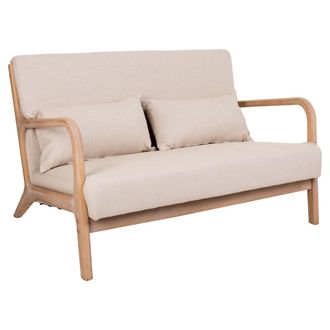 Wanderlust Deco Sof&aacute; De Madera Tapizado Color Crema 122x85x74