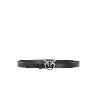 Pinko Pinko - Love Berry H2 Belt Vitello Seta - Dames - Accessoires - Zwart - Maat: XS Zijde
