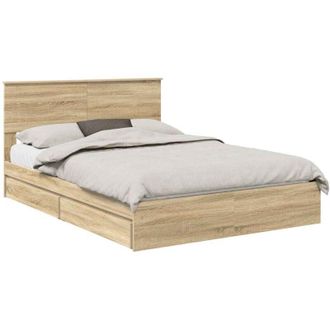 vidaXL Storage Bed with Drawer Sonoma Oak 140 x 200 cm Engineered Wood vidaXL