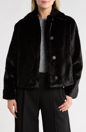 Vince Faux Fur Trucker Jacket in Black at Nordstrom Rack, Size X-Small