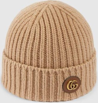 Gucci Wool Cashmere Hat With Double G, Beige