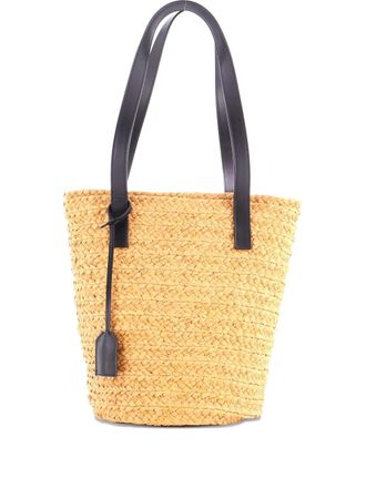 Saint Laurent Panier Basket Shopper Raffia Small tote bag - women - Raffia/COTTON/ STRAW - One Size - Neutrals
