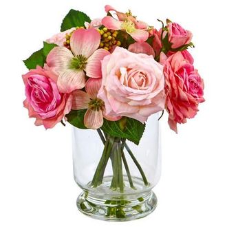 Nearly Natural 10-in Rose and Berry Arrangement in Pink at Nordstrom