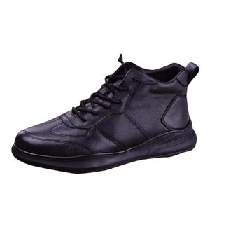 Generic Mens Leather Winter Shoes, Winter Fur Lining Warm Shoe Lightweight Fashion Casual Shoes Thermal Anti-Slip Outdoor Footwear Outdoor Snow Shoe Waterproo