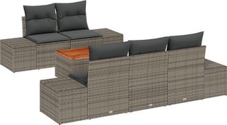 vidaXL Garden Sofa Set with Cushion 6 pcs Grey Poly rattan Vidaxl