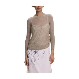 Desigual Round-neck Knitwear, female, Beige, Size: XS Elegant White Polyester Dress