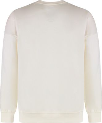 Rick Owens Mens Cotton Crewneck With Logo Cream Sweatshirts Sweater