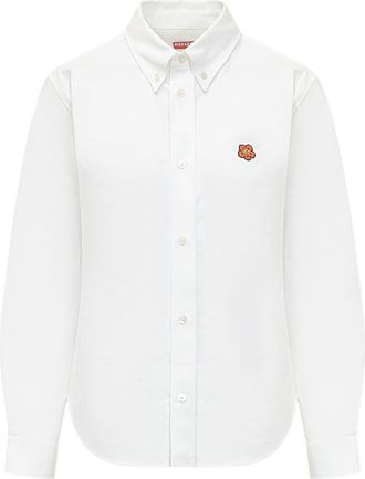 Kenzo White Regular Embroidered Logo Shirt