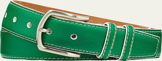 W. Kleinberg Mens South Beach Pebbled Leather Belt