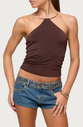 Edikted Libie Ring Halter Top in Brown at Nordstrom, Size X-Small