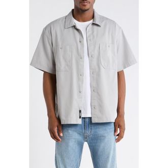 Vans Larkspur Short Sleeve Cotton Button-Up Work Shirt in Drizzle at Nordstrom, Size Xx-Large