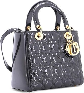 Dior Lady Dior Bag Cannage Quilt Patent Medium satchel - Zwart