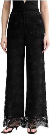 Twinset Macram&eacute; kanten broek - Dames - Wijde Broeken - Zwart - XS - Katoen - Broeken