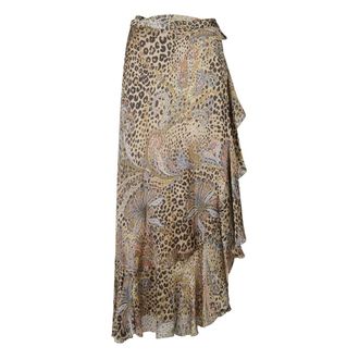 Etro Etro, Midi Skirts, female, Multicolor, Size: S Maxi Wrap Skirt with Hem Flounce