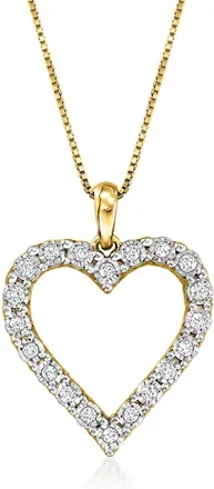 Ross-Simons Diamond Heart Pendant Necklace in 18kt Gold Over Sterling