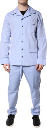 Dolce & Gabbana Light Blue DG Logo Cotton Men Pajama Set Mens Sleepwear