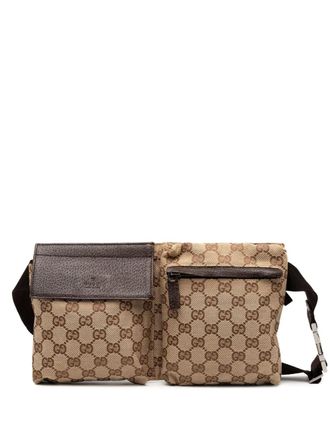 Gucci 2000-2015 GG Canvas Double Pocket heuptas - Bruin