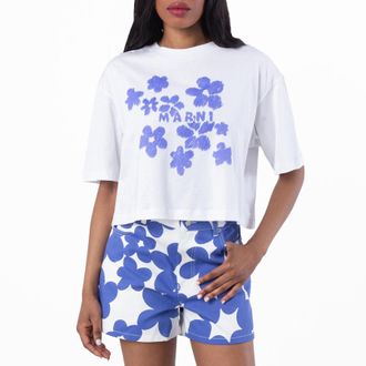Marni Daisy Garden Print Cotton T-Shirt, Brand Size 42 ( US Size 10 )