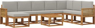 vidaXL Conjunto De Sof&aacute;s De Exterior 9 Uds. Natural Y Gris Claro Vidaxl
