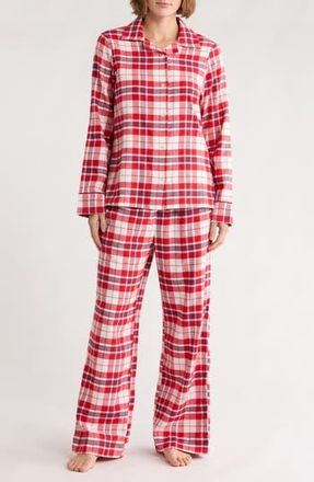 Nordstrom Rack Printed Flannel Long Sleeve Pajamas in Red- Ivory Milly Plaid at Nordstrom Rack, Size X-Large