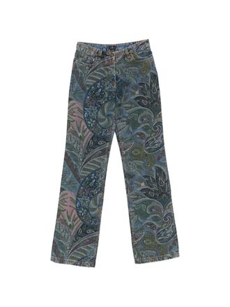 Etro Womens Floral Print Flared Jeans