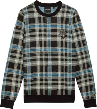Lyle & Scott Truien & Vesten, Heren, Veelkleurig, L, Mid Knits Geribbeld Jacquard Tartan Crew Neck