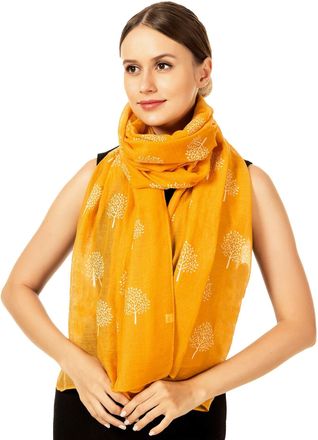 World of Shawls Mulberry Tree Scarf Shawl Wrap Soft Warm (Mustard - Stitched Ends)
