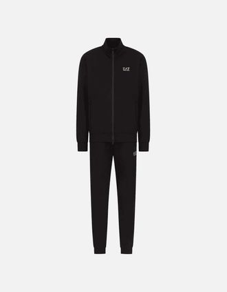 Emporio Armani Mens Zip Up Funnel Neck Black/White Cotton Tracksuit - Size: XXL