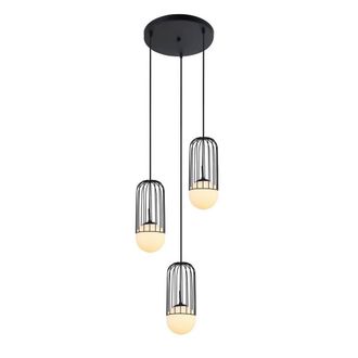 Netlighting Modern Hanging Pendant Black 3 Light with Black White Shade E27