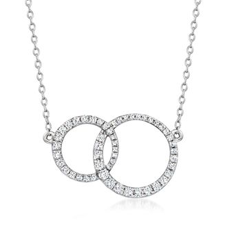 Ross-Simons Diamond Interlocking Circle Necklace in Sterling Silver