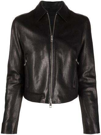 Diesel L-Melia-Nw leren jack met rits - Zwart
