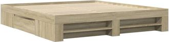vidaXL Bed Frame without Mattress Sonoma Oak 200x200 cm Engineered Wood Vidaxl