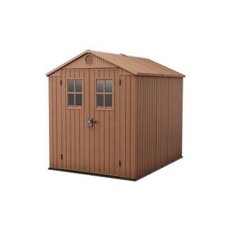 Keter Caseta De Jard&iacute;n Darwin 6x8 Cobertizo De Almacenamiento Exterior Ordenaci&oacute;n Acero Metal Resina Efecto Madera 190x244x221 Wxdxh Cm - Keter