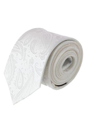 Trafalgar Store Banbury Paisley Silk X-Long Tie in White at Nordstrom