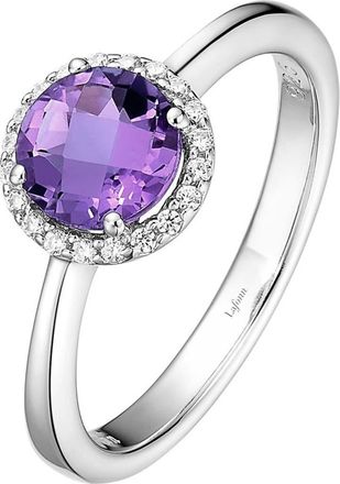 Lafonn Birthstone Halo Ring in February Amethyst /Silver at Nordstrom, Size 9