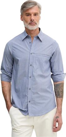 A|X Armani Exchange Gestreepte Katoenen Shirt - Heren - Casual Overhemden - Blauw - S - Katoen - Overhemden