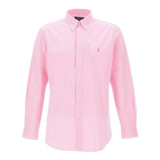 Polo Ralph Lauren Custom Fit Striped Poplin Shirt - male - Polo Ralph Lauren - Casual Shirts - Pink - M - Shirts