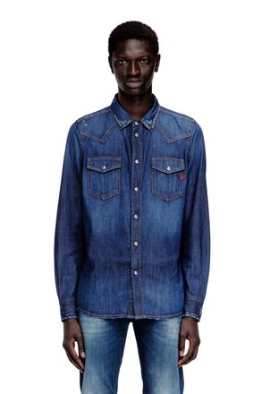 Diesel Denim shirt with patch pockets - Denim Shirts - Man - Blue