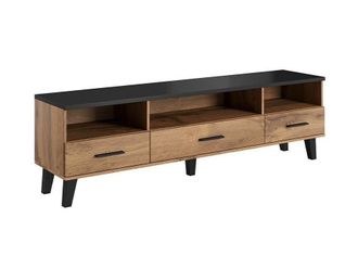 Mirjan24 Mobilier1 - Mueble Tv Larfloi 109, Roble Wotan + Negro, N&uacute;mero De Puertas: 0, N&uacute;mero De Cajones: 0, 180x53x40cm
