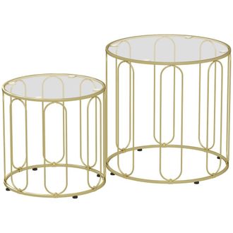 HOMCOM Mesas nidos 50x50x50 cm oro