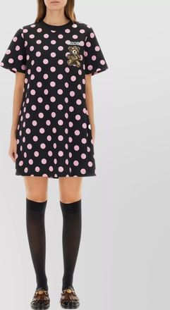Moschino cotton teddy polka dots mini dress