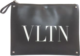 Valentino Black Leather Clutch Bag (Pre-Owned)