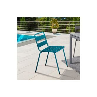 IDMarket Idmarket - Lote De 6 Sillas De Jard&iacute;n Valencia De Acero Multicolor En Gris Antracita, Negro Y Azul